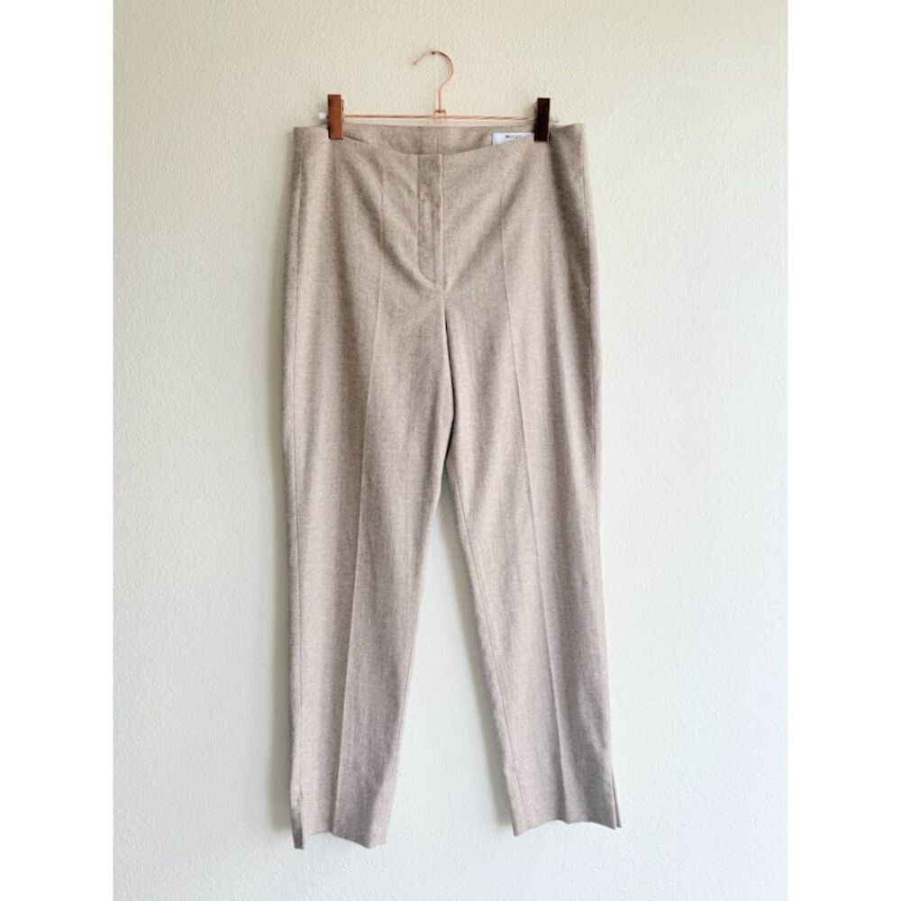 Margon Metamorfosi Wool & Silk Blend Cropped Mid Rise Pants Cream Beige 6 IT40